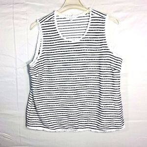 Green Envelope Women's 2X Baggy Black And White Striped Blouse/Tank